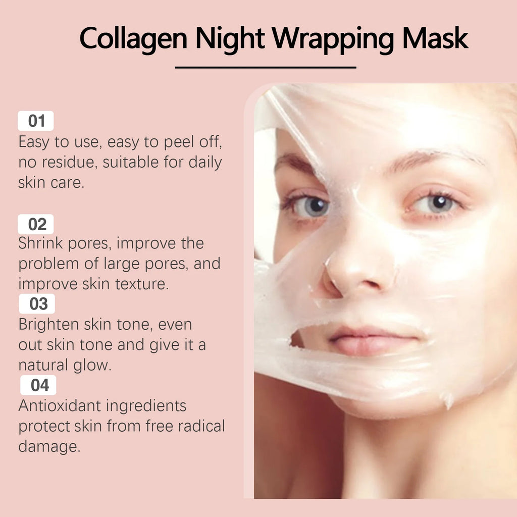 Ouhoe Collagen Peel Off Mask with Application Brush Anti Wrinkle Firming Hydrating Easy Peel All Skin Types Non Irritating Clean